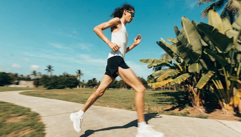 Runner wearing sport sunglasses