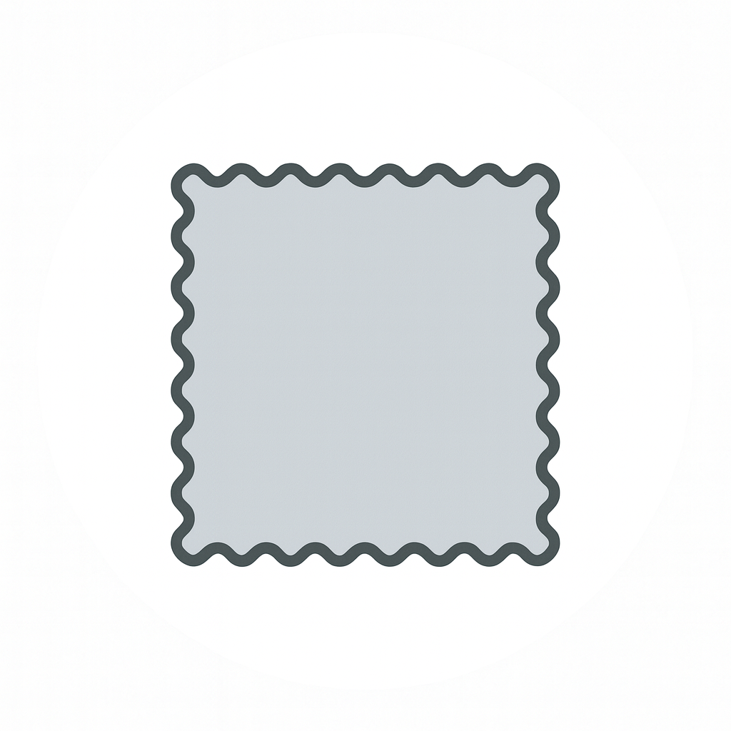 Gray microfiber cleaning cloth with wavy edges for sunglasses, isolated on white background