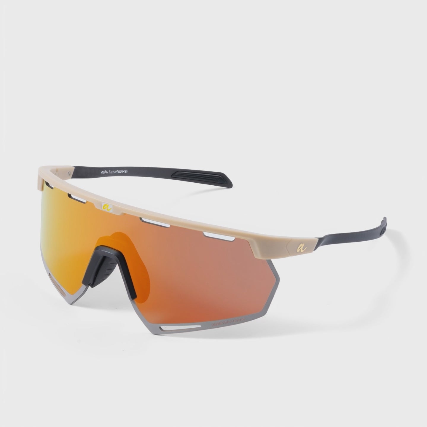 Video of a Polarised High Contrast Sunglasses in Cream and Orange Mirrored Lenses