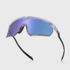 Video of a Polarised High Contrast Sunglasses in Transparent Frame and Blue Mirrored Lenses